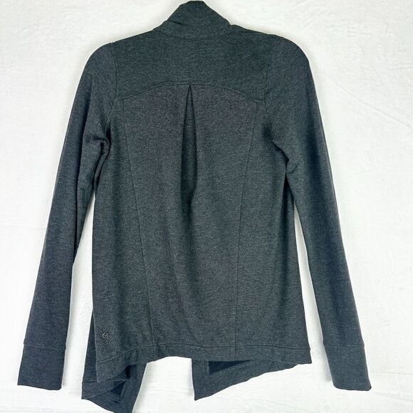 Lululemon Coast Wrap Sweater Cardigan Size 2 Modal Heathered Mod Black - Picture 2 of 8